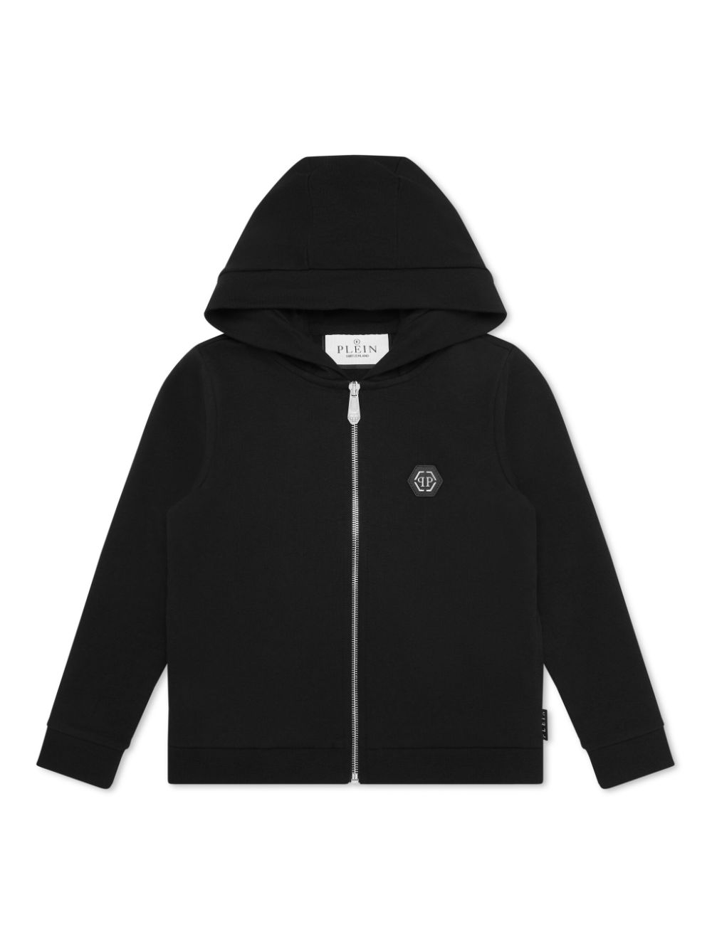 Philipp Plein Junior logo-patch zipped hoodie - Black von Philipp Plein Junior