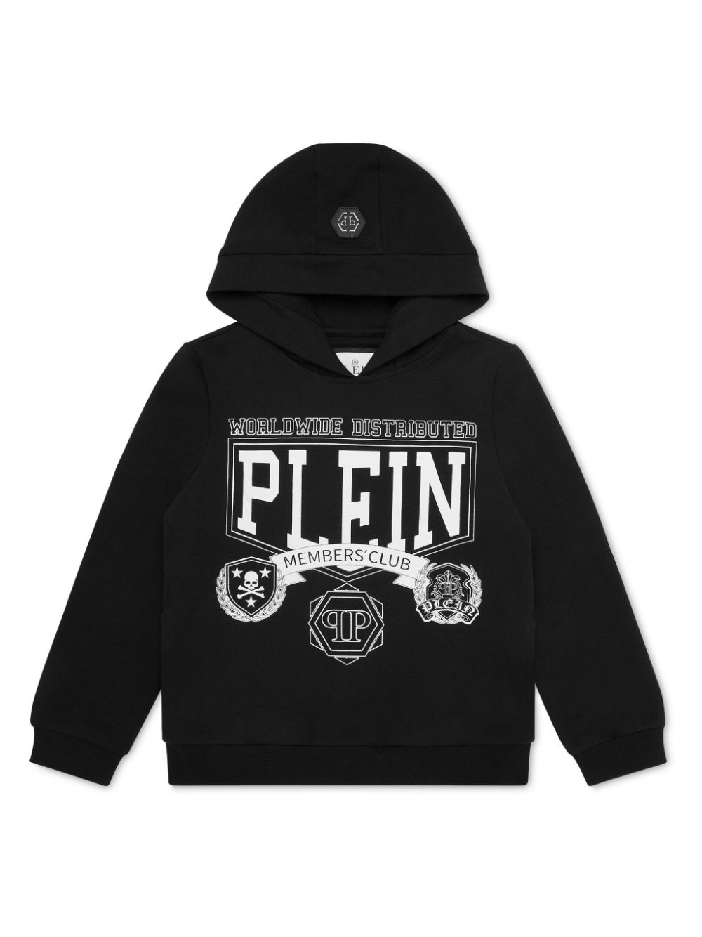 Philipp Plein Junior logo-print long-sleeve hoodie - Black von Philipp Plein Junior