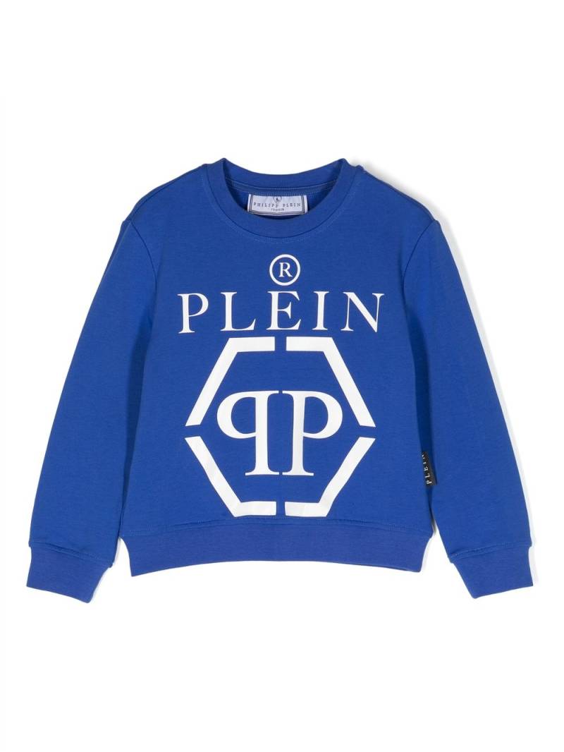 Philipp Plein Junior logo-print long-sleeved sweatshirt - Blue von Philipp Plein Junior