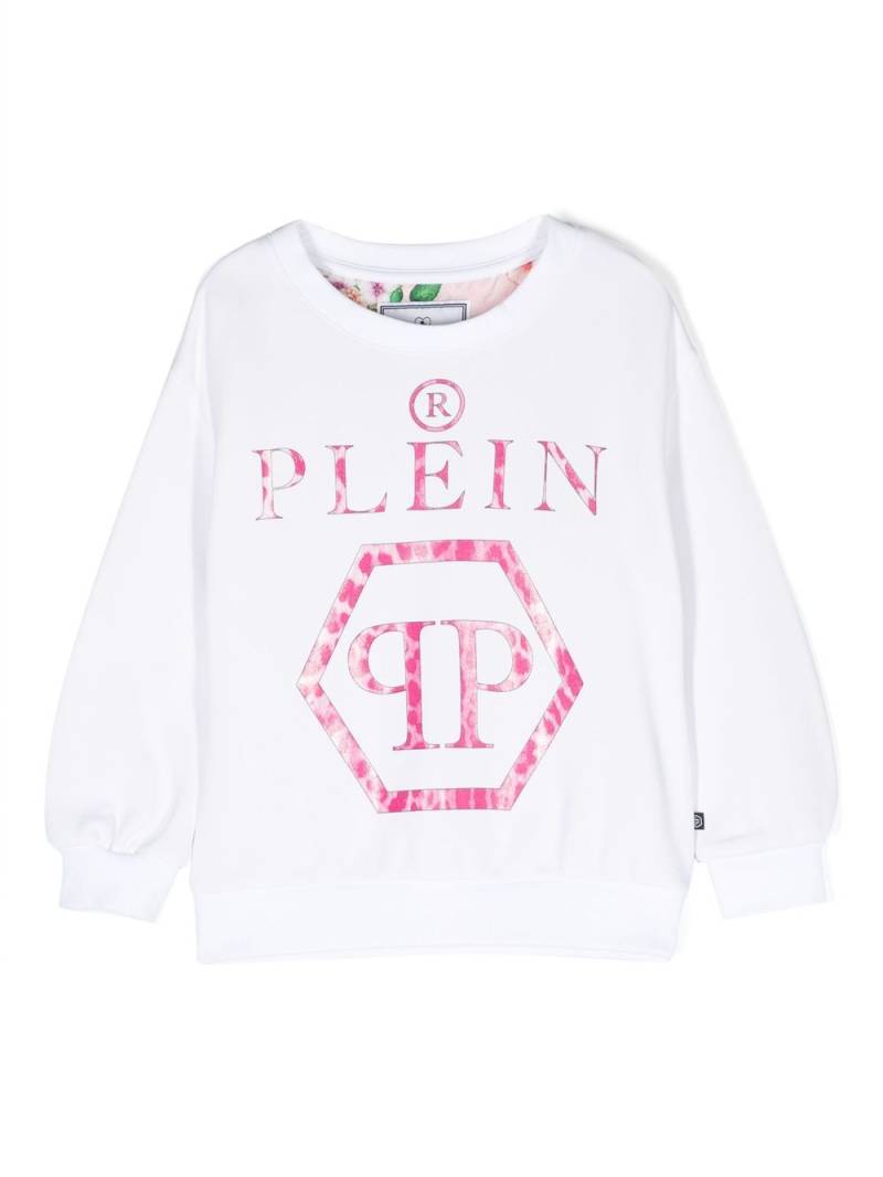 Philipp Plein Junior logo-print long-sleeved sweatshirt - White von Philipp Plein Junior