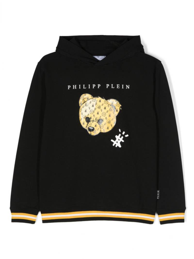 Philipp Plein Junior logo-print stripe-print hoodie - Black von Philipp Plein Junior