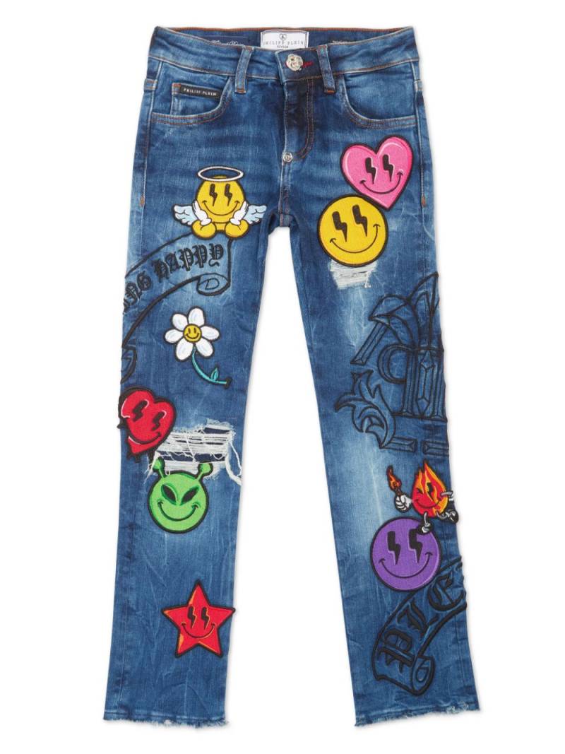 Philipp Plein Junior loose-fit Smile trousers - Blue von Philipp Plein Junior