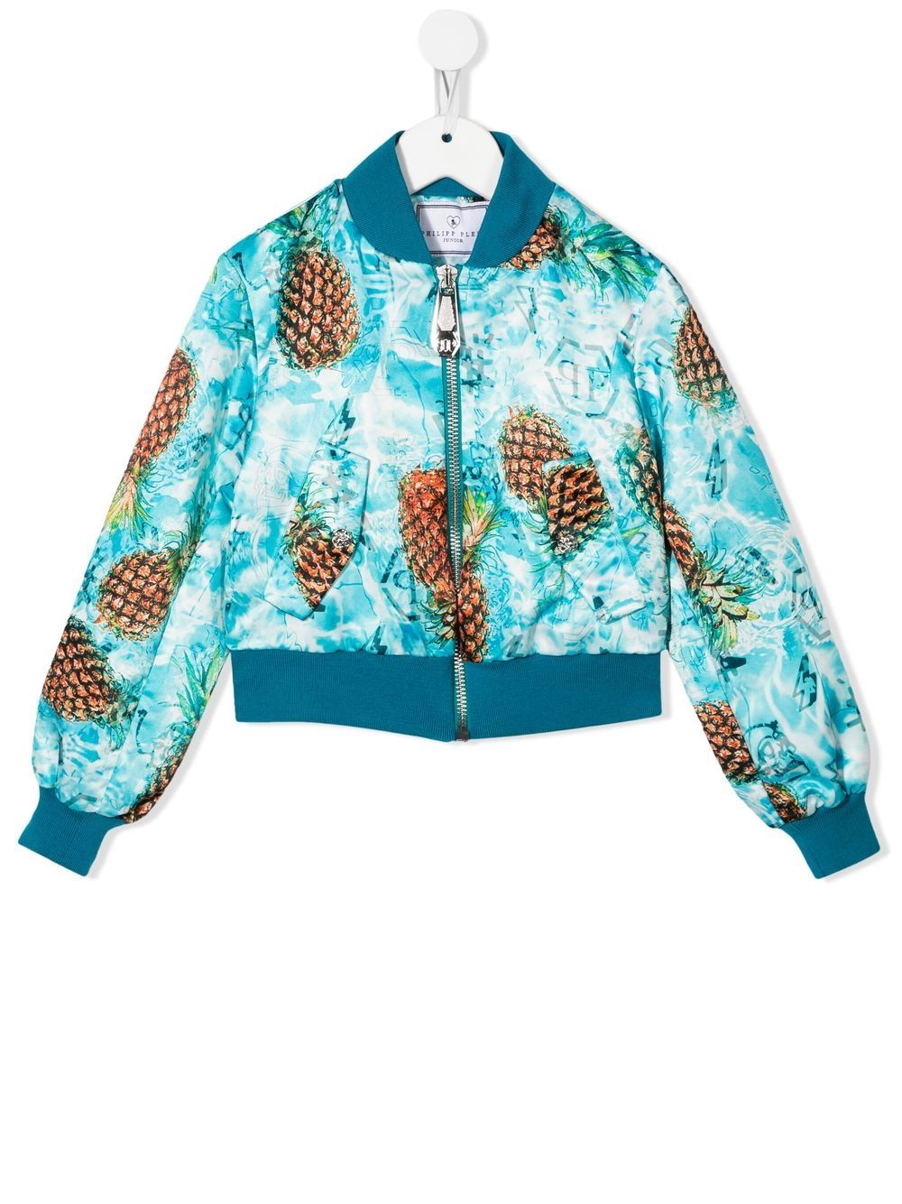 Philipp Plein Junior pineapple-print bomber jacket - Blue von Philipp Plein Junior