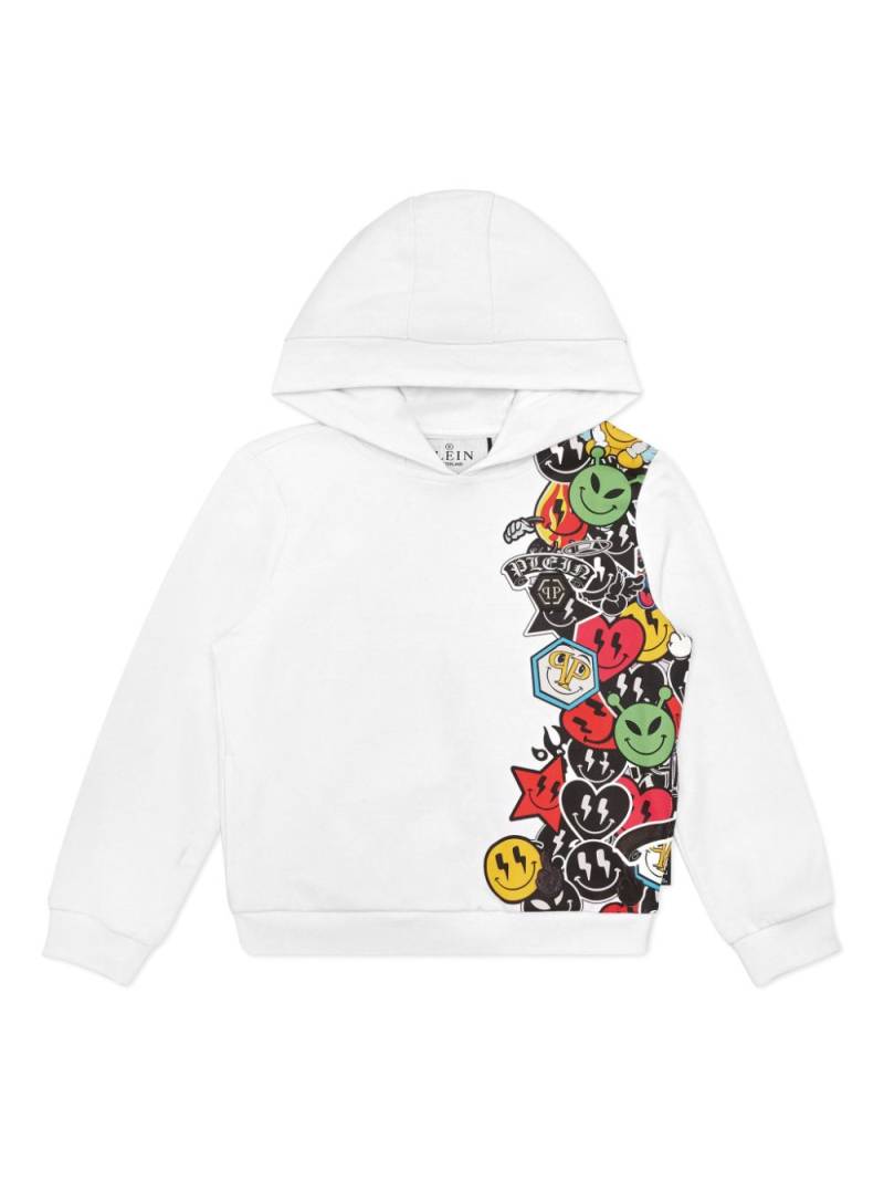 Philipp Plein Junior smile-print hoodie - White von Philipp Plein Junior