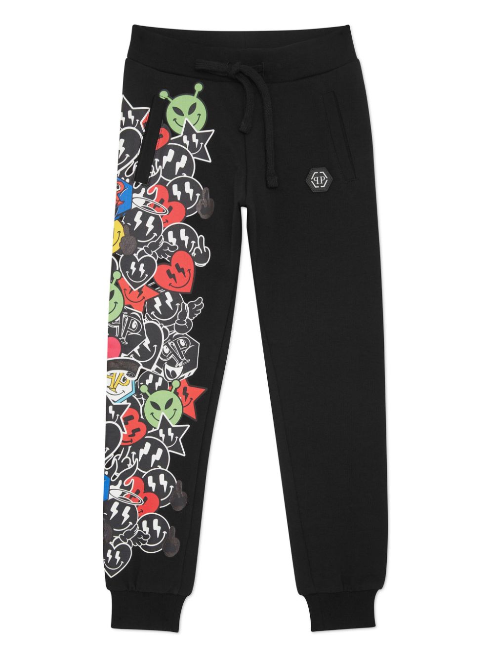 Philipp Plein Junior smile-print track pants - Black von Philipp Plein Junior