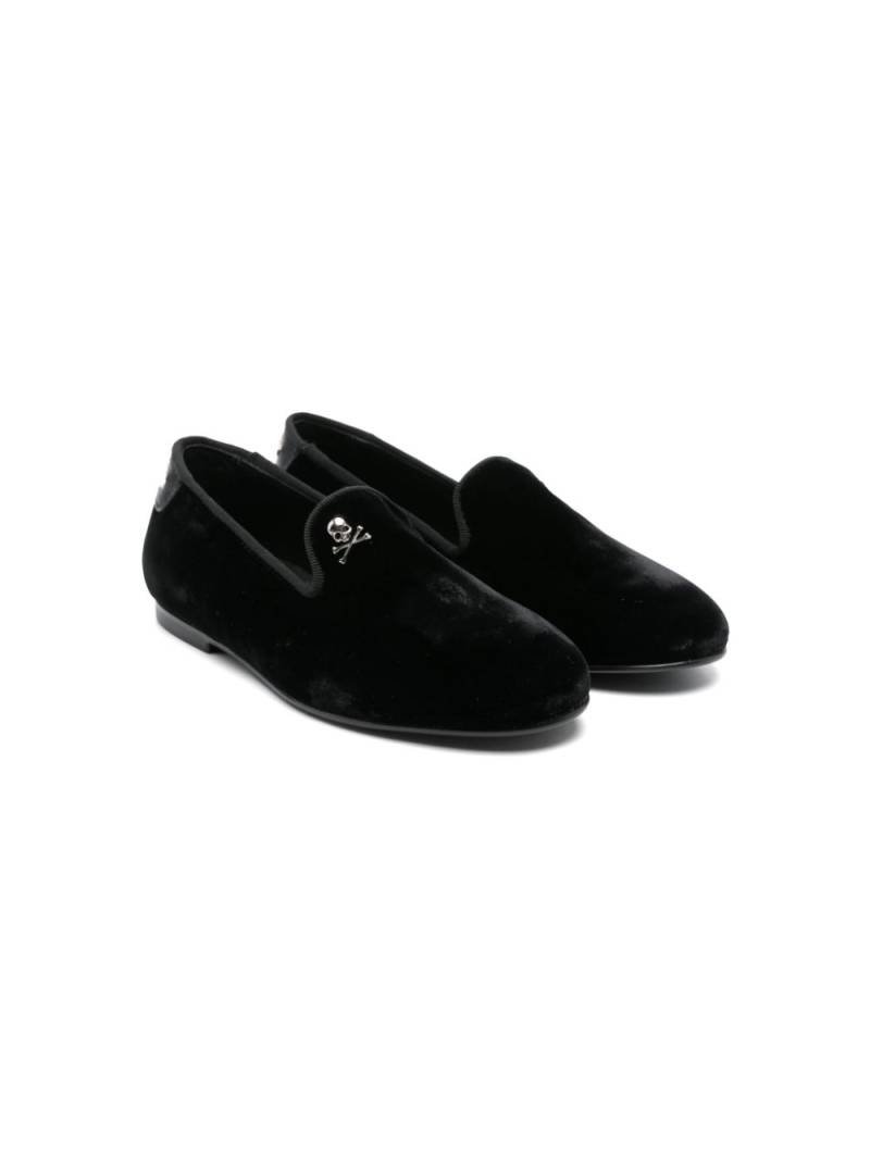 Philipp Plein Junior velvet loafers - Black von Philipp Plein Junior