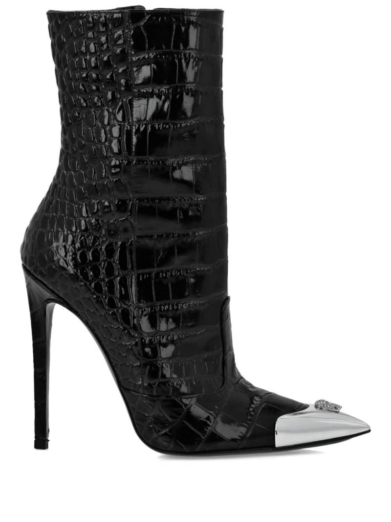 Philipp Plein 120mm skull-appliqué croco boots - Black von Philipp Plein