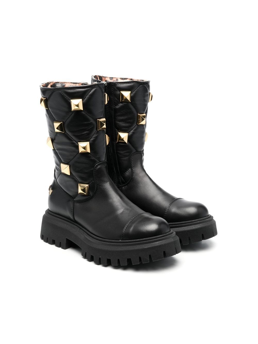 Philipp Plein Junior 40mm studded leather boots - Black von Philipp Plein Junior