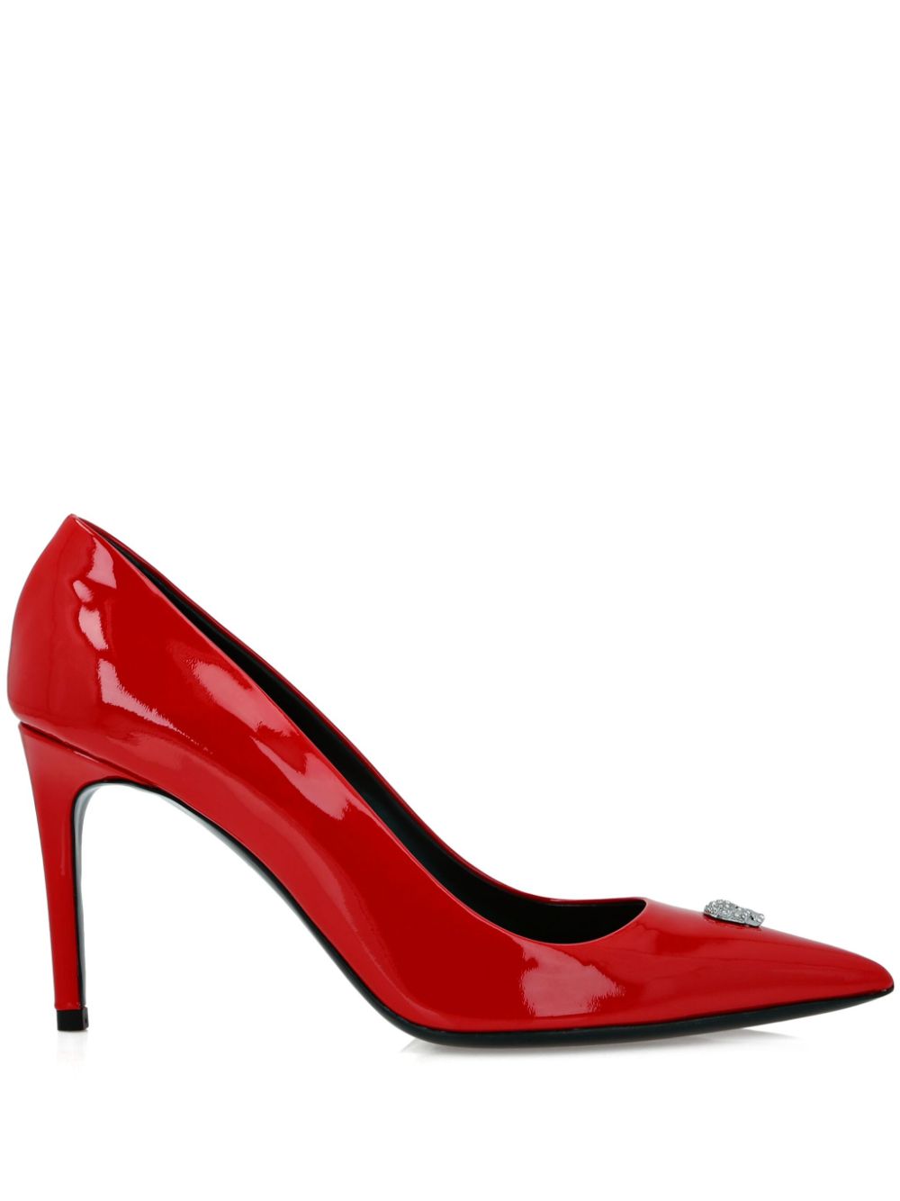 Philipp Plein 85mm skull-appliqué patent-leather pumps - Red von Philipp Plein