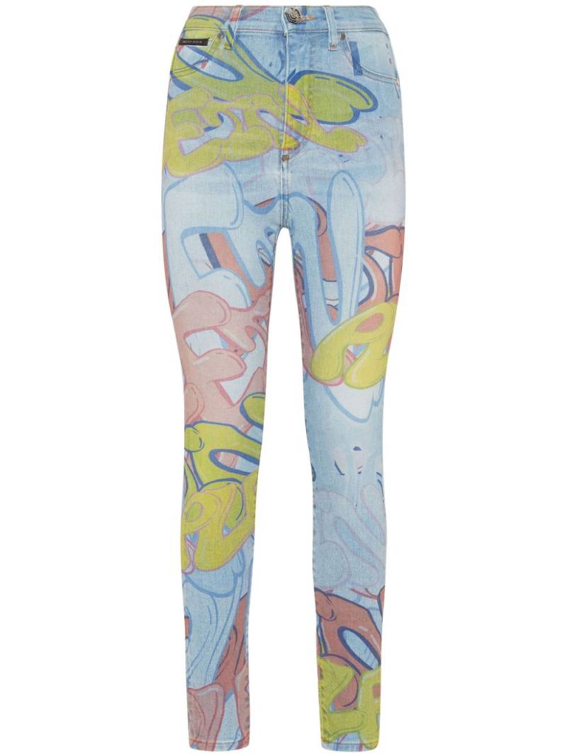 Philipp Plein Bombing graffiti-print skinny jeans - Blue von Philipp Plein