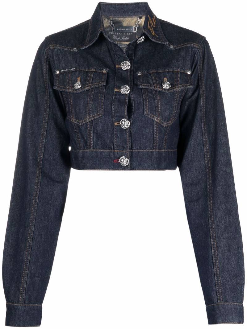 Philipp Plein Chains cropped denim jacket - Blue von Philipp Plein