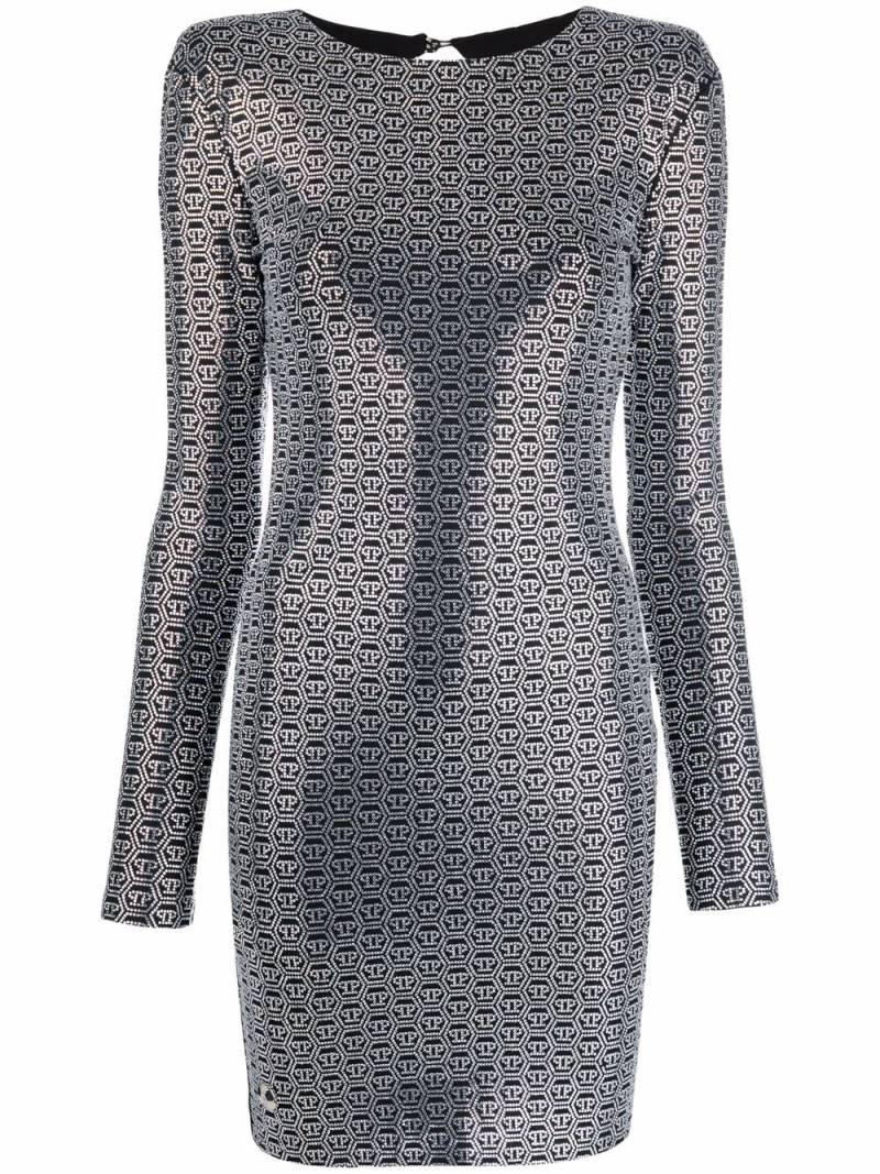 Philipp Plein Crystal-embellished long-sleeve mini dress - Black von Philipp Plein