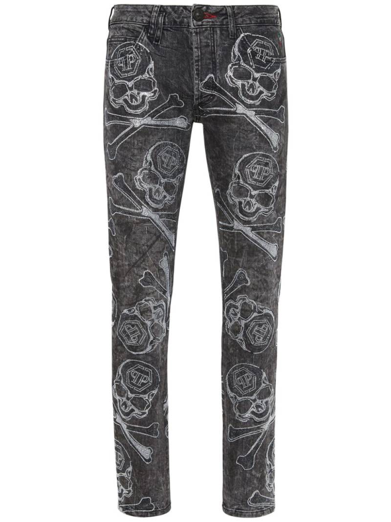 Philipp Plein Crystals Tattoo mid-rise slim-fit jeans - Black von Philipp Plein