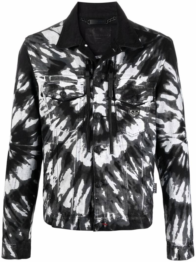 Philipp Plein Drill tie-dye denim jacket - Black von Philipp Plein