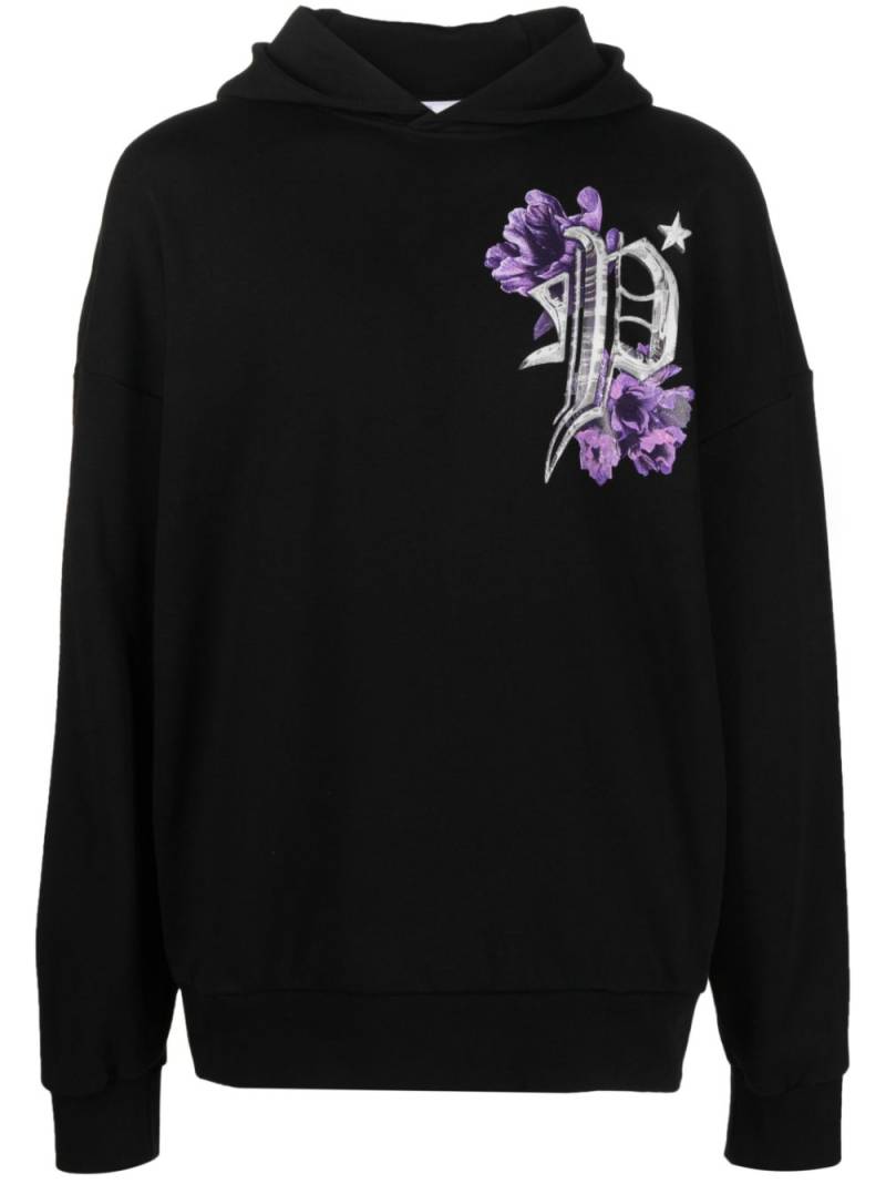 Philipp Plein Flowers logo-print cotton hoodie - Black von Philipp Plein