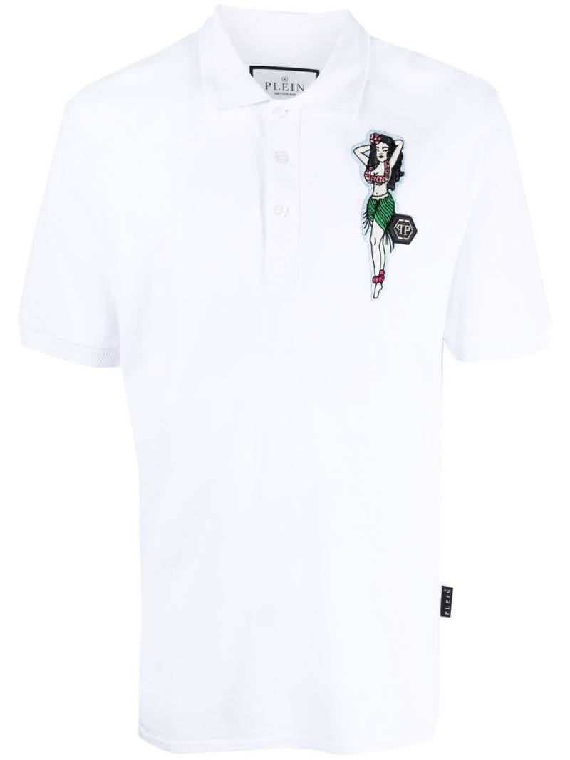 Philipp Plein Hawaii embroidered cotton polo shirt - White von Philipp Plein