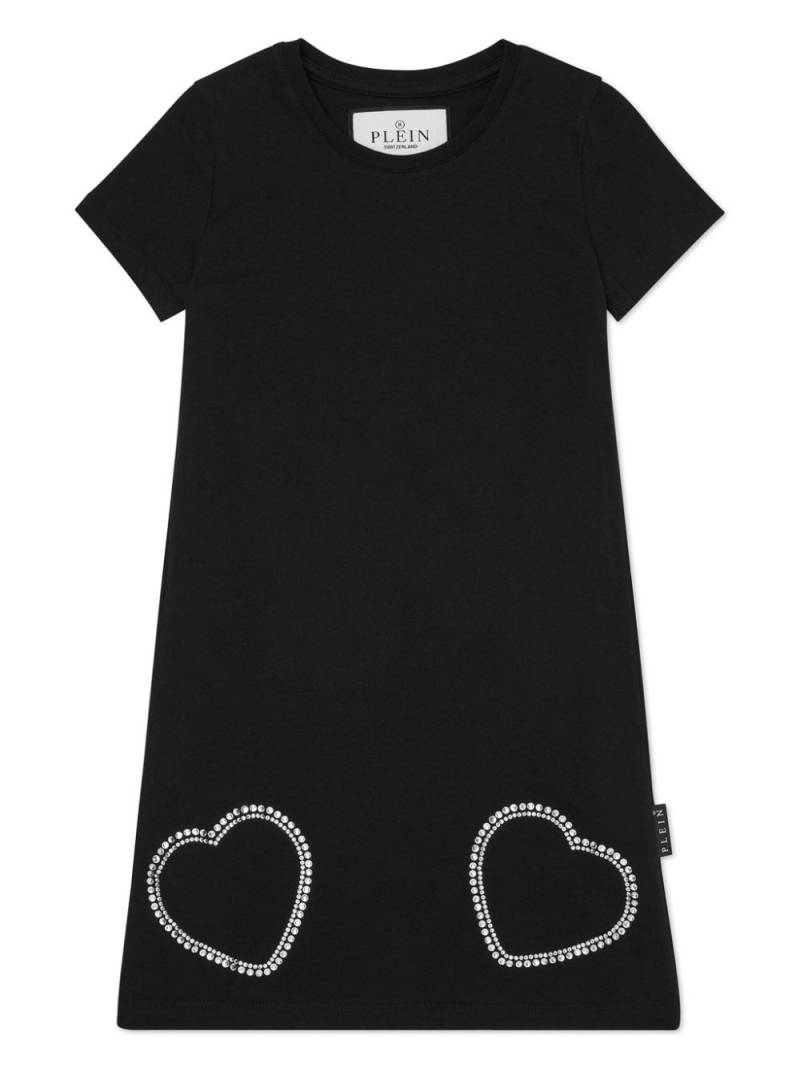 Philipp Plein Junior Heart crystal-embellished cotton dress - Black von Philipp Plein Junior