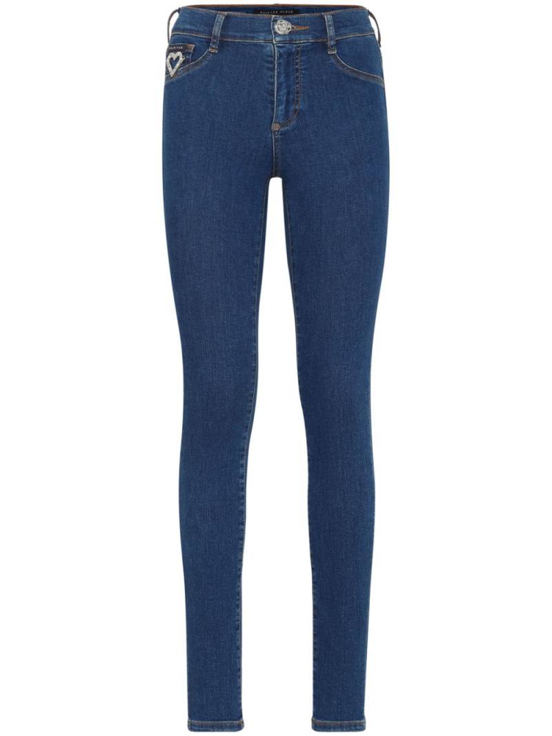 Philipp Plein Heart mid-rise skinny jeans - Blue von Philipp Plein