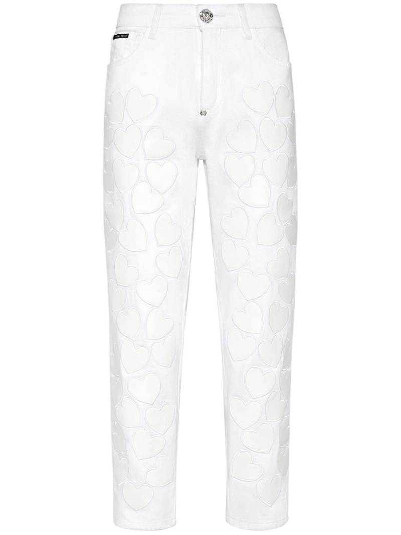 Philipp Plein Heart-patches cropped jeans - White von Philipp Plein