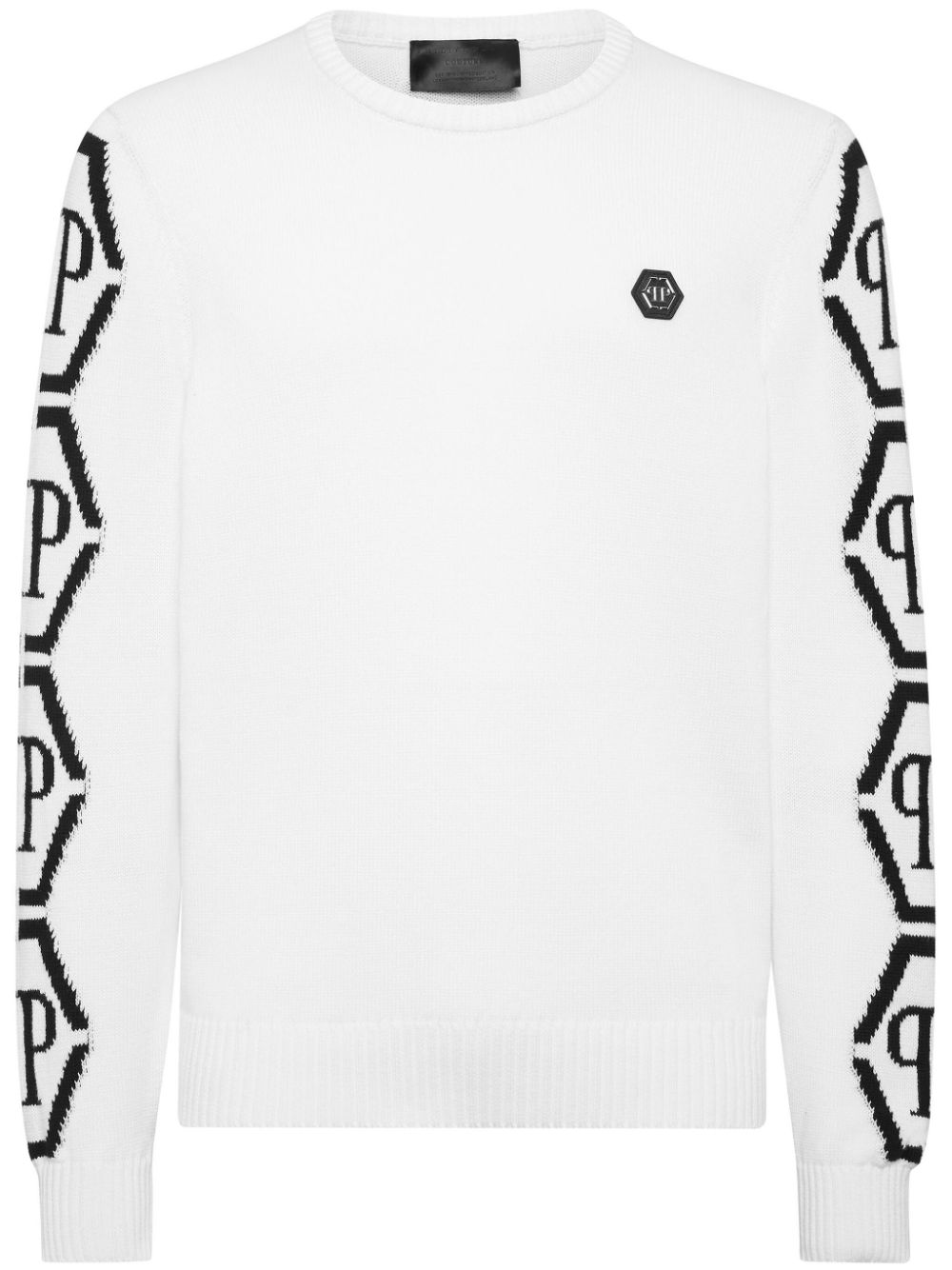 Philipp Plein Hexagon intarsia-knit logo jumper - White von Philipp Plein