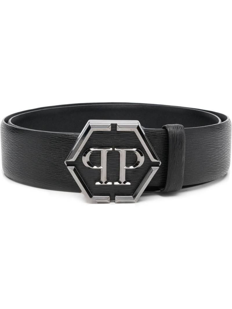 Philipp Plein Hexagon logo-buckle leather belt - Black von Philipp Plein