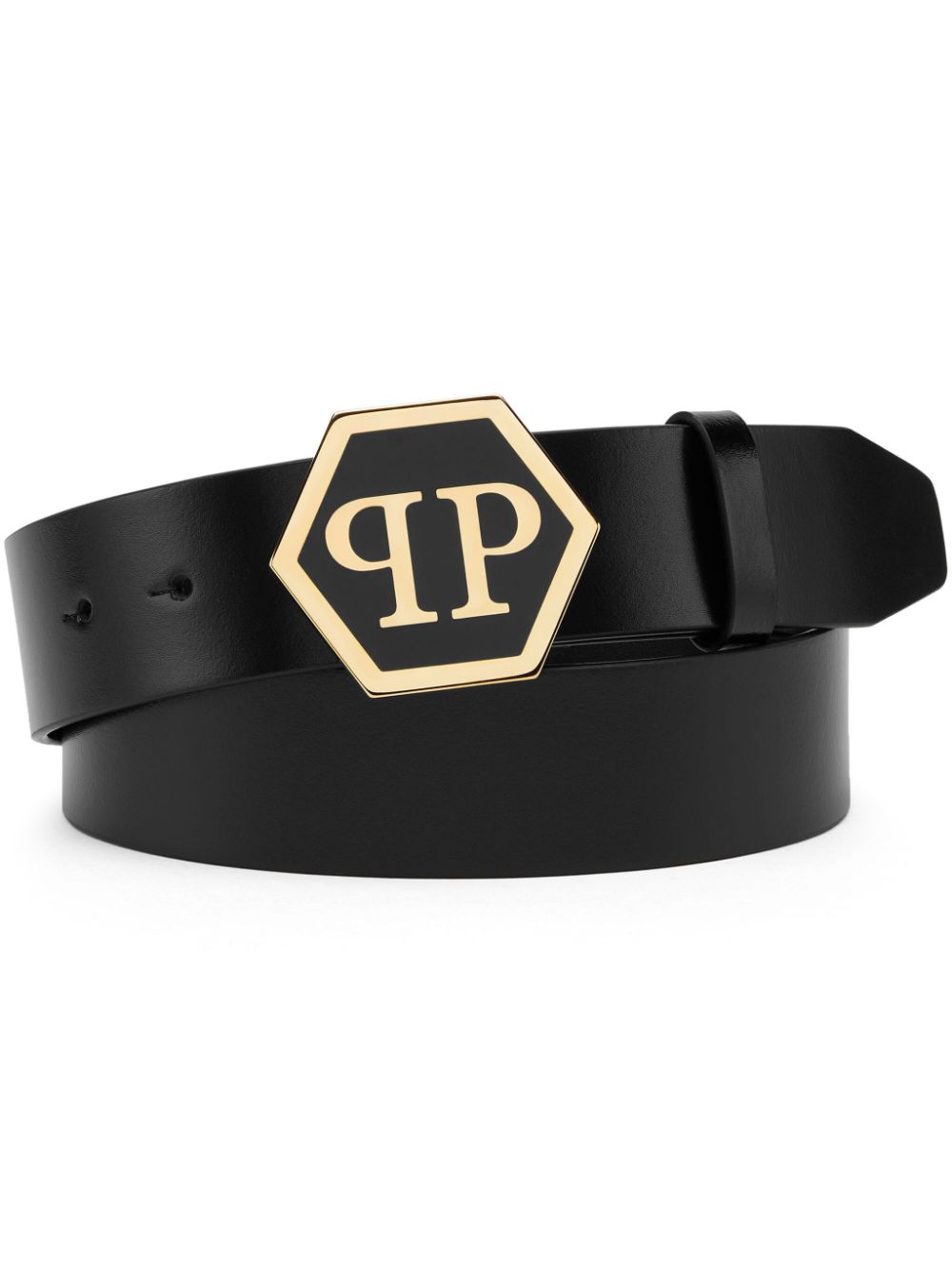 Philipp Plein Hexagon-logo leather belt - Black von Philipp Plein