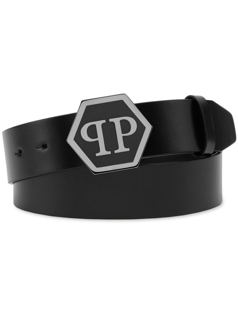 Philipp Plein Hexagon-logo leather belt - Black von Philipp Plein