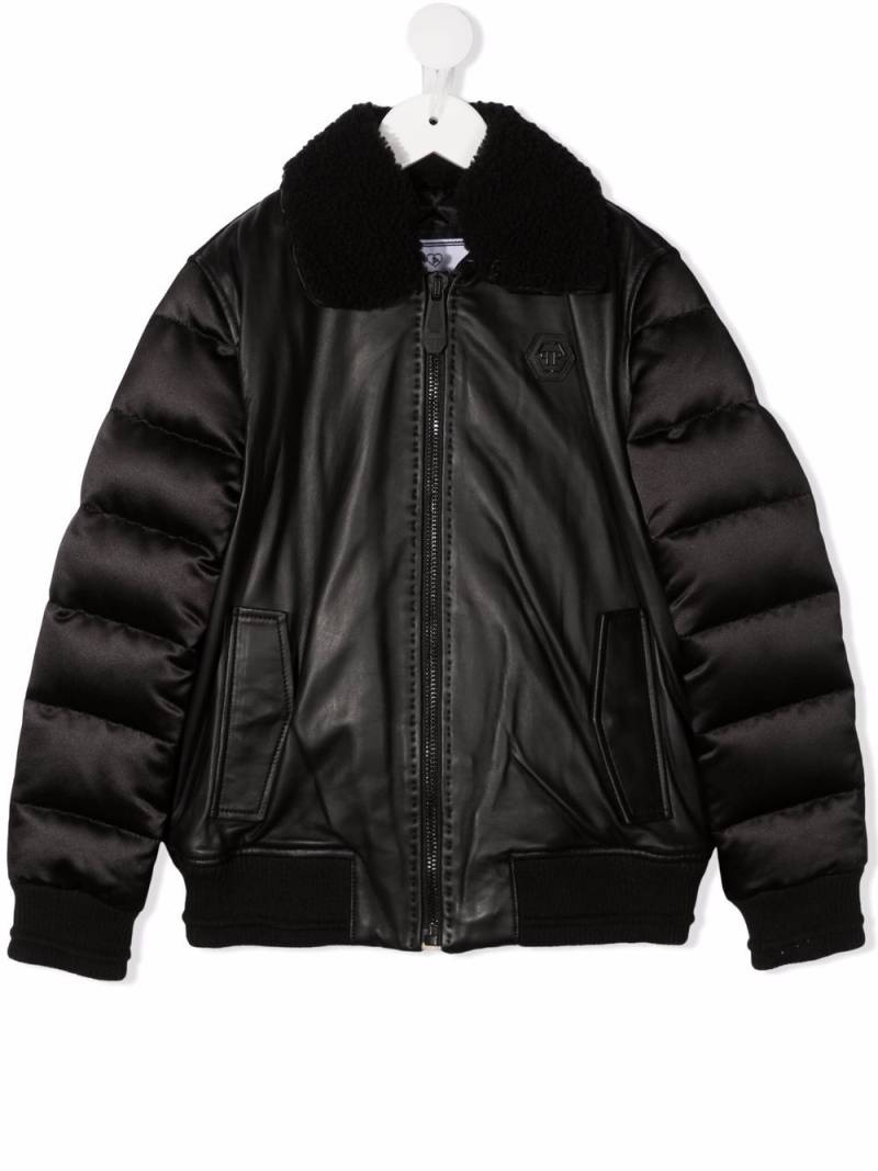 Philipp Plein Junior Iconic Plein padded-panel bomber jacker - Black von Philipp Plein Junior