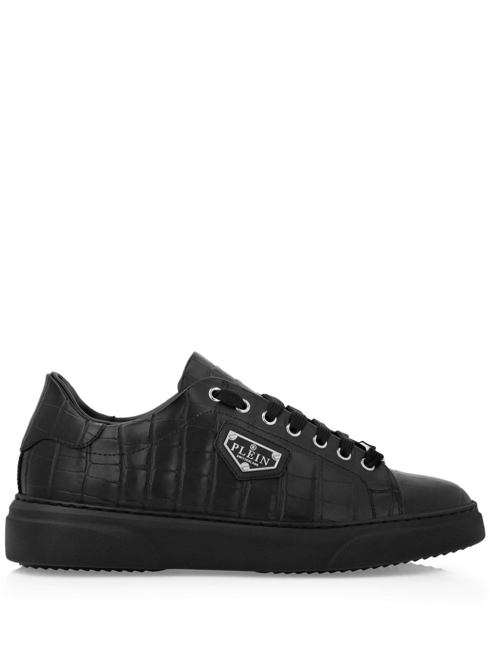 Philipp Plein Iconic Plein-plaque crocodile-effect sneakers - Black von Philipp Plein