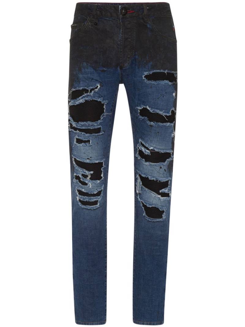 Philipp Plein Leather Pocket super-straight jeans - Blue von Philipp Plein