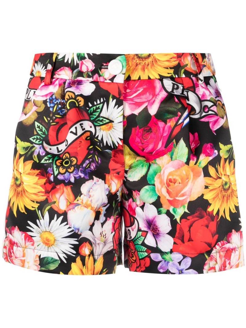 Philipp Plein Love Flowers floral-print shorts - Black von Philipp Plein