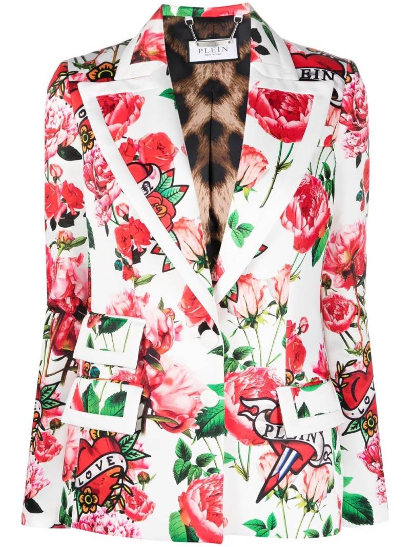 Philipp Plein Love floral-print blazer - White von Philipp Plein