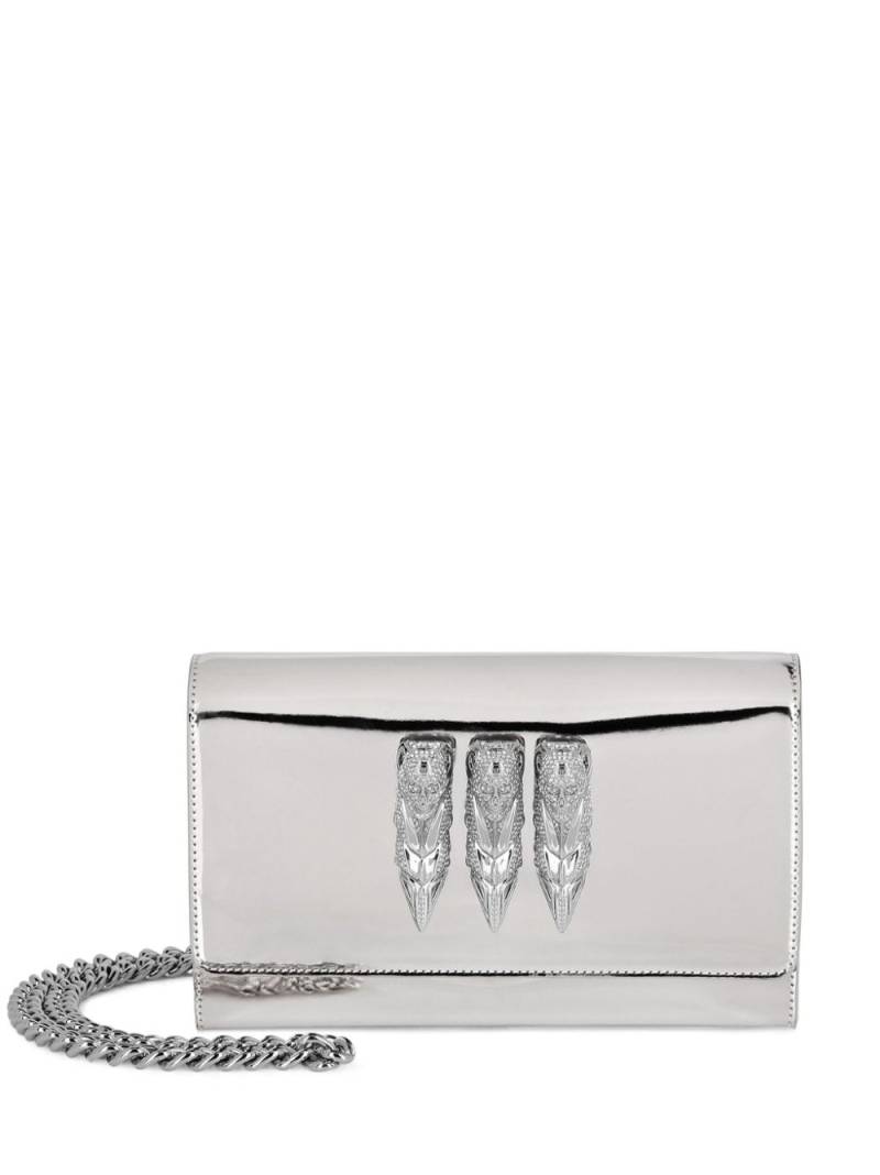 Philipp Plein Mirror leather clutch bag - Silver von Philipp Plein