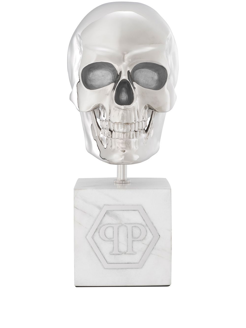 Philipp Plein Platinum skull-embellished stand - Silver von Philipp Plein