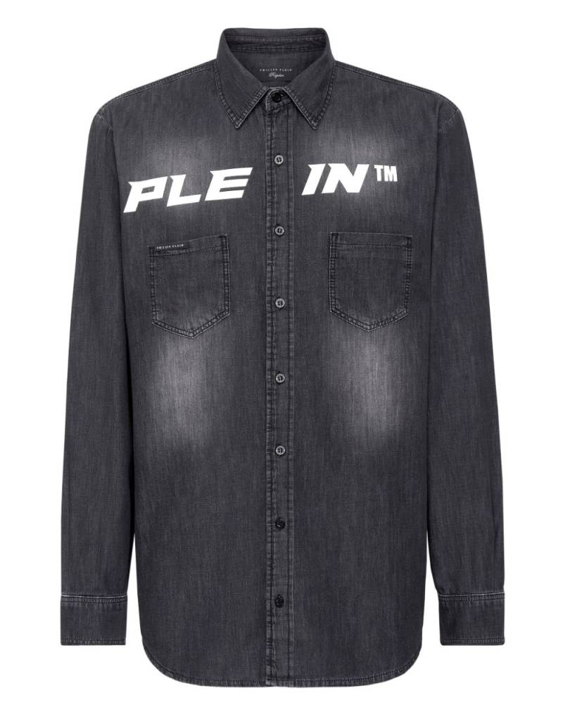 Philipp Plein Plein™ logo denim shirt - Grey von Philipp Plein