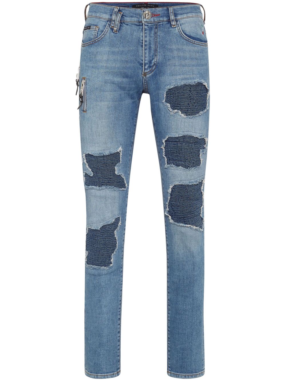 Philipp Plein Rock Star ribbed-panels skinny jeans - Blue von Philipp Plein