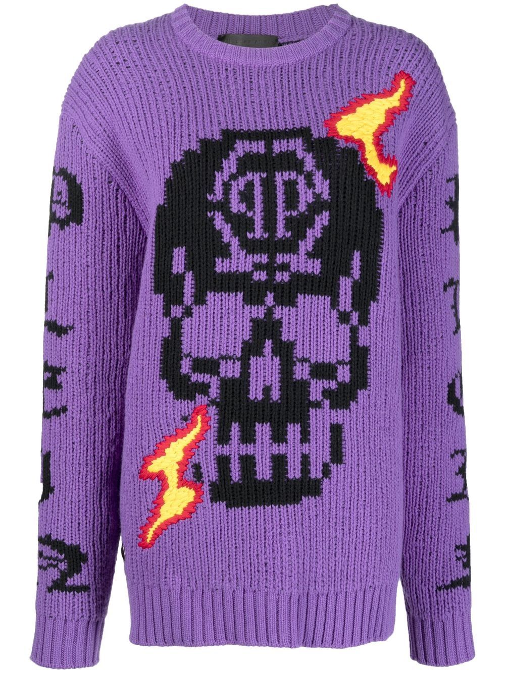 Philipp Plein SKull intarsia-knit jumper - Purple von Philipp Plein