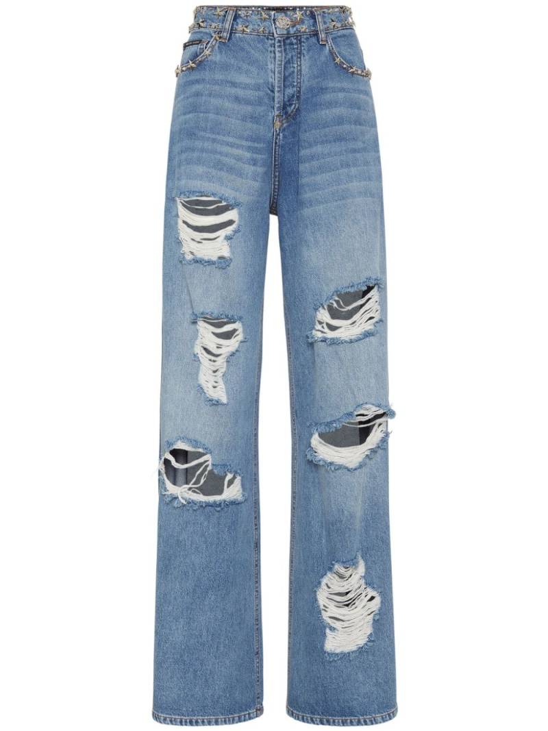 Philipp Plein Skater high-rise wide-leg jeans - Blue von Philipp Plein