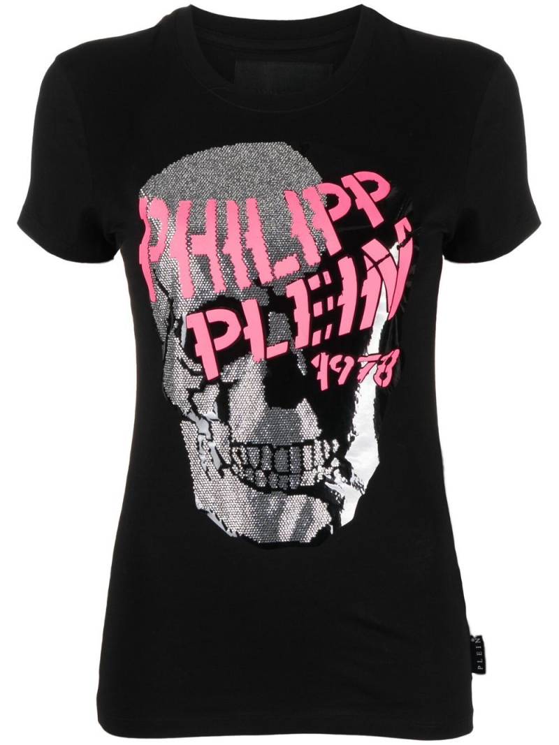 Philipp Plein Skull Strass V-neck T-shirt - Black von Philipp Plein