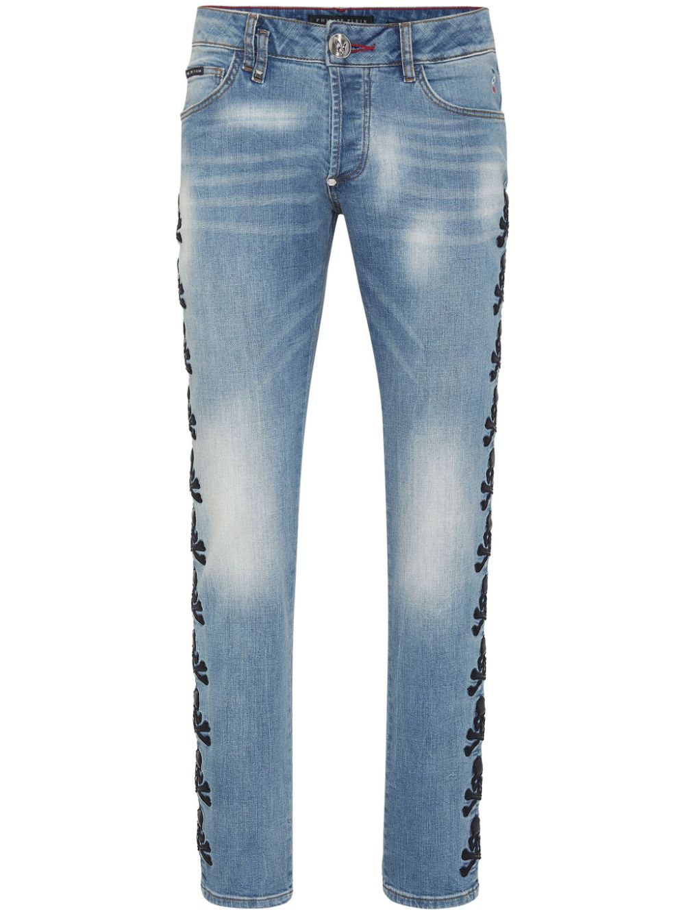 Philipp Plein Skull mid-rise slim jeans - Blue von Philipp Plein