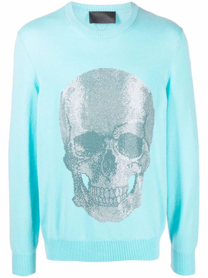 Philipp Plein Skull print crewneck sweater - Blue von Philipp Plein