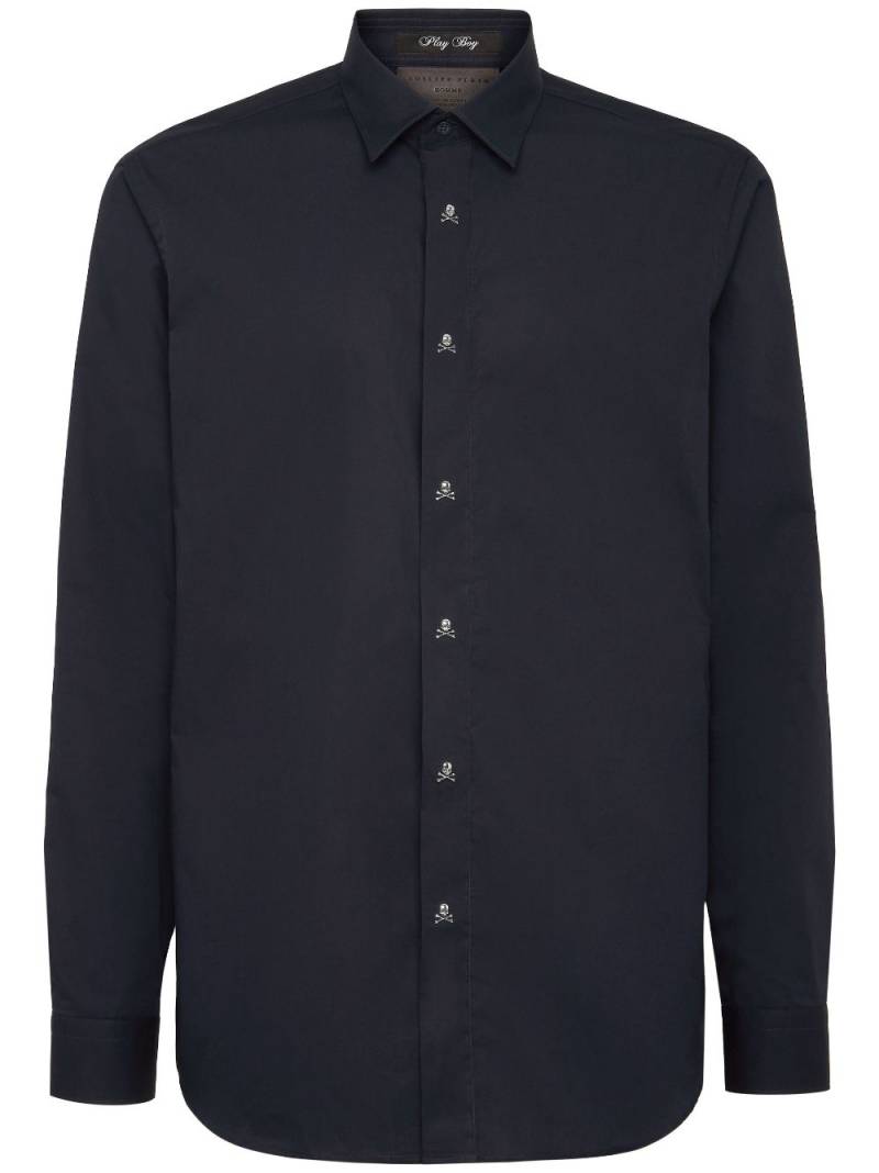 Philipp Plein Skull&Bones-button cotton shirt - Blue von Philipp Plein