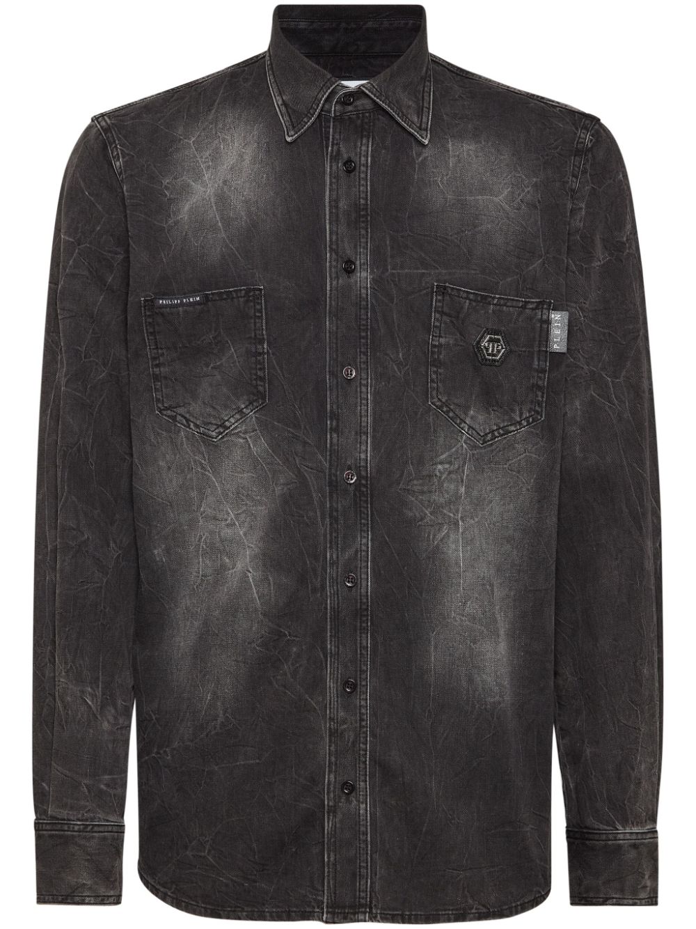 Philipp Plein Skull & Bones denim shirt - Grey von Philipp Plein