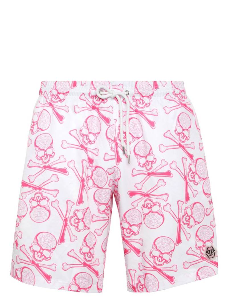 Philipp Plein Skull & Bones drawstring swim shorts - White von Philipp Plein