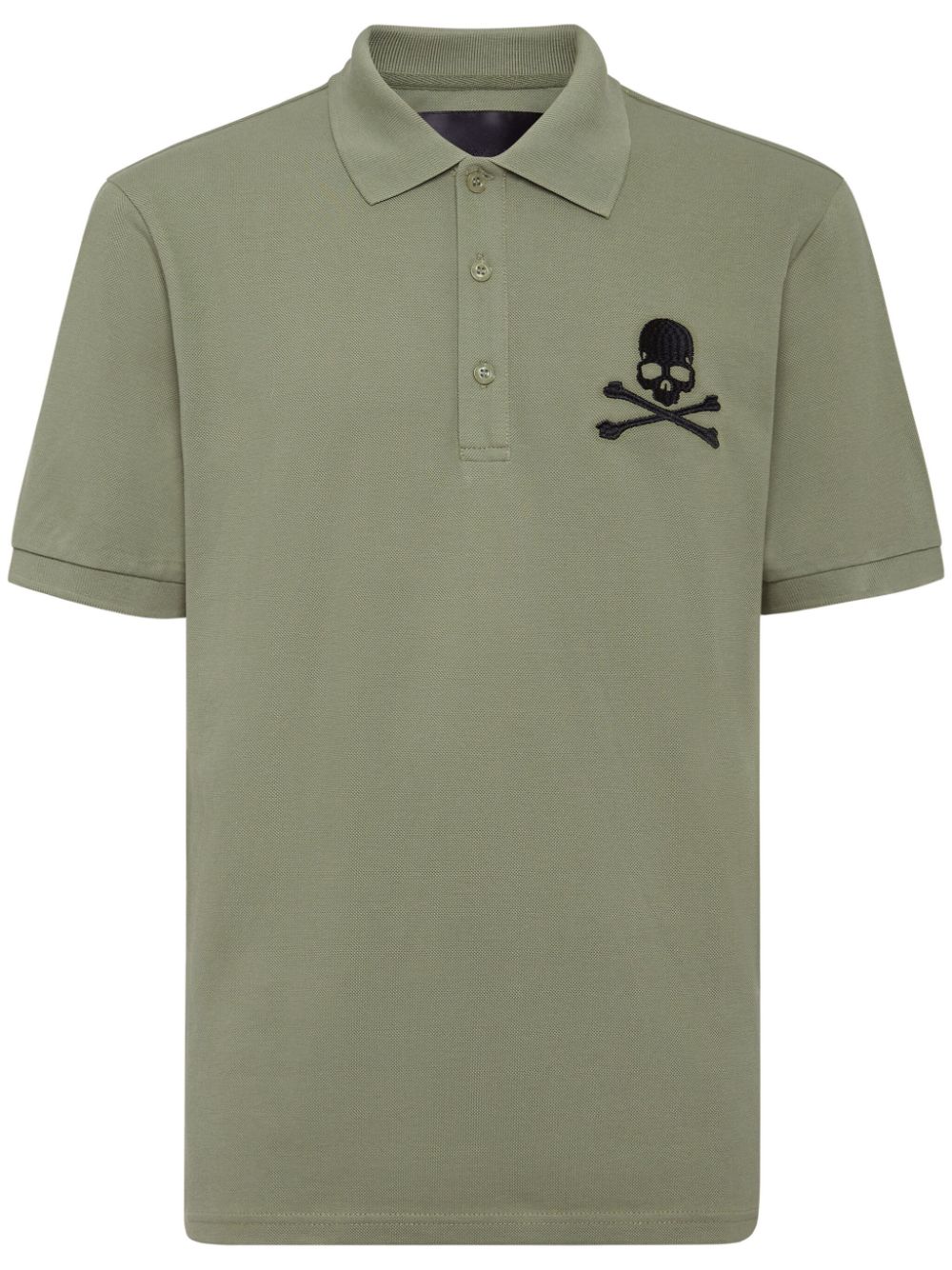 Philipp Plein Skull & Bones embroidered cotton polo shirt - Green von Philipp Plein