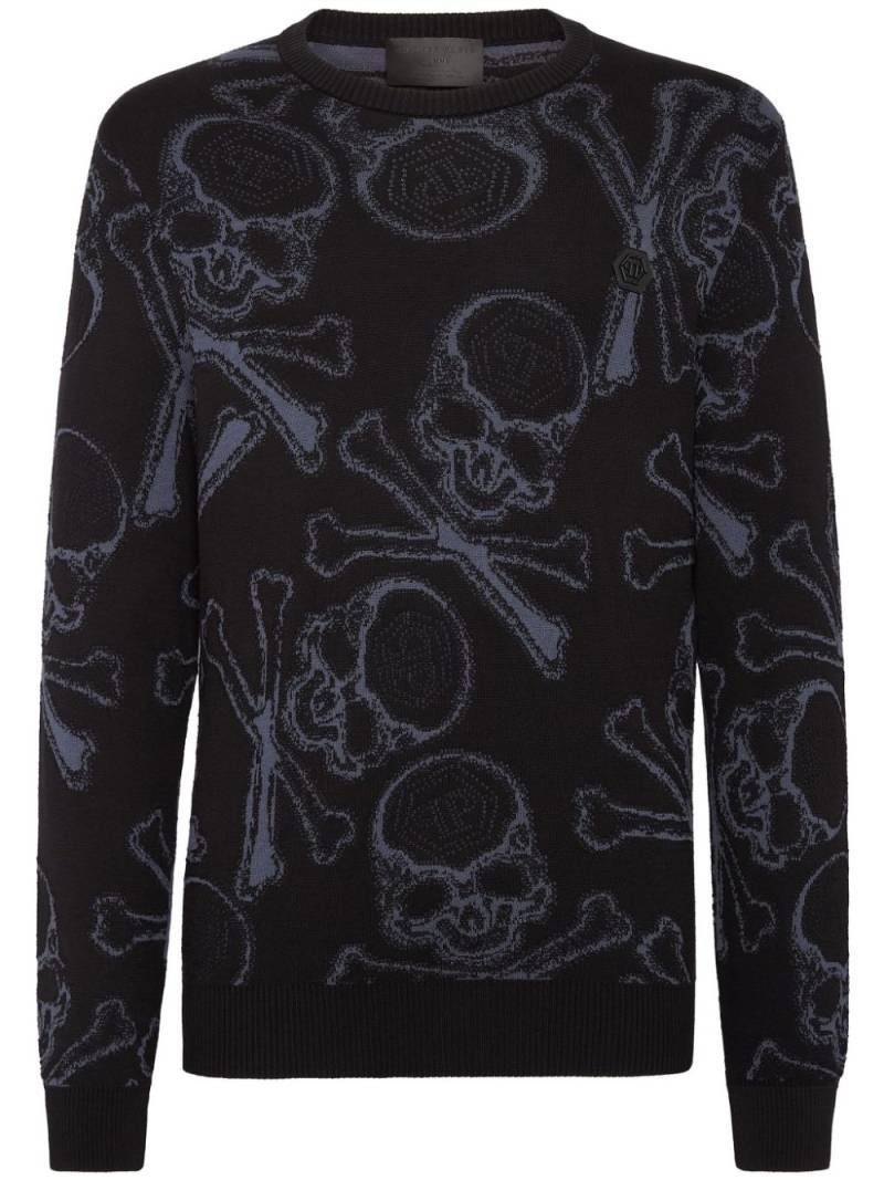 Philipp Plein Skull&Bones jacquard jumper - Black von Philipp Plein