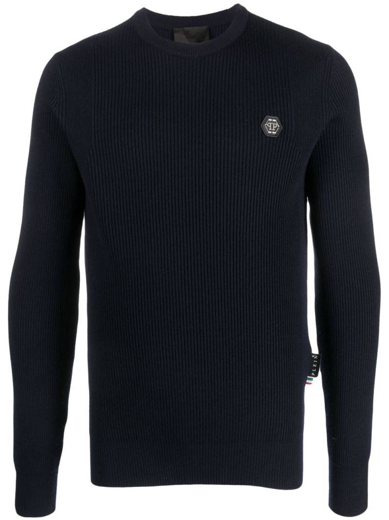 Philipp Plein Skull&Bones merino knit jumper - Blue von Philipp Plein