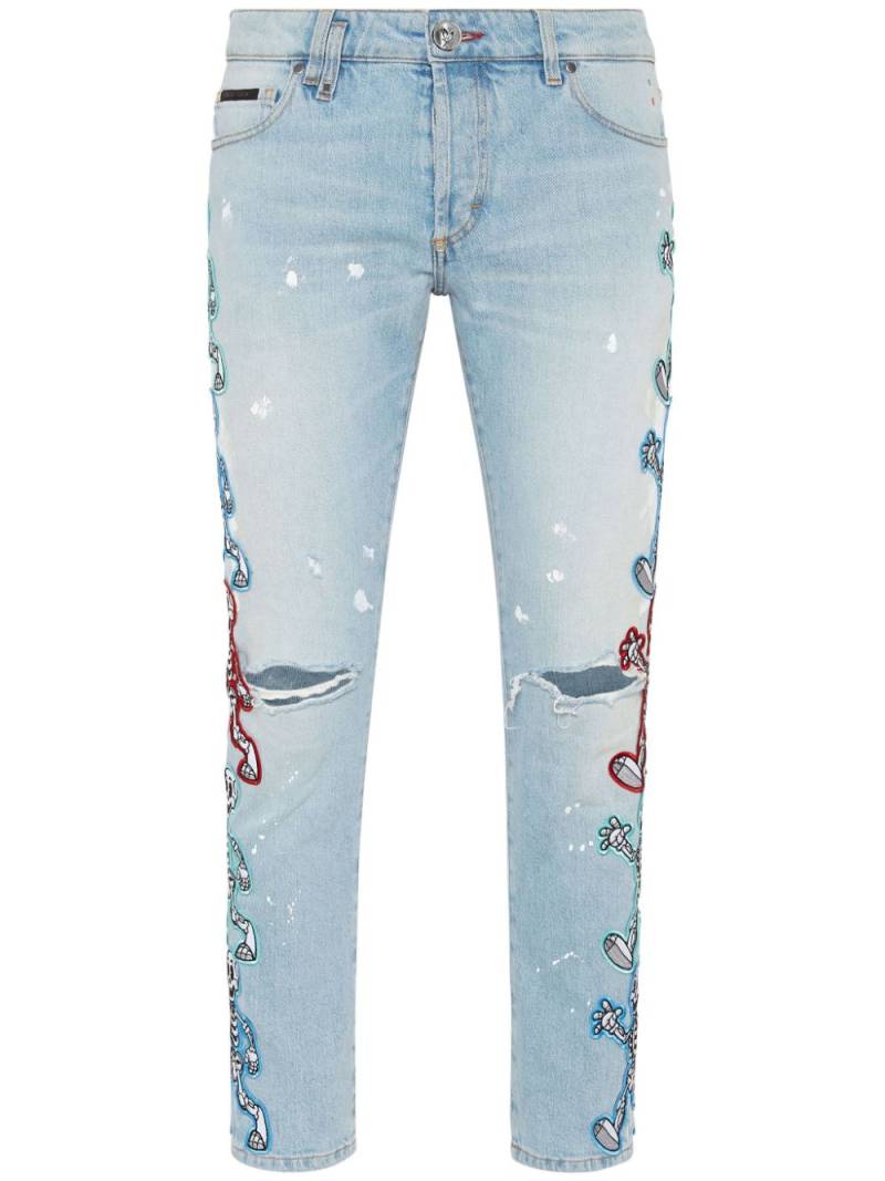 Philipp Plein Skully Gang low-rise skinny jeans - Blue von Philipp Plein