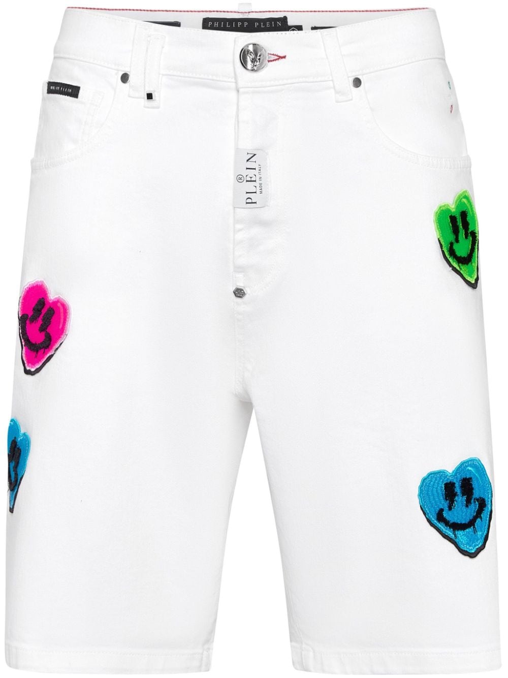 Philipp Plein Smile Graffiti-print straight-leg shorts - White von Philipp Plein