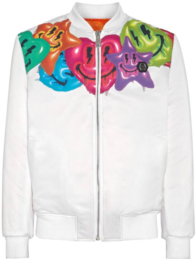 Philipp Plein Smile satin bomber jacket - White von Philipp Plein